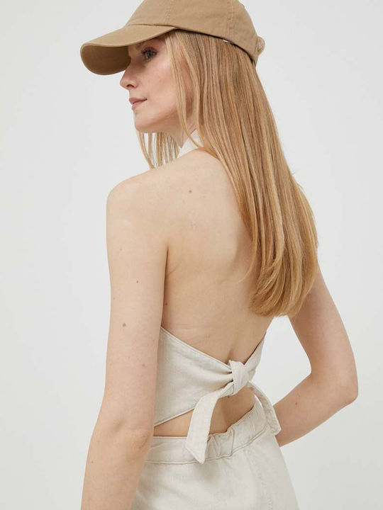 Larsa Women's Denim Sleeveless One-piece Suit Beige