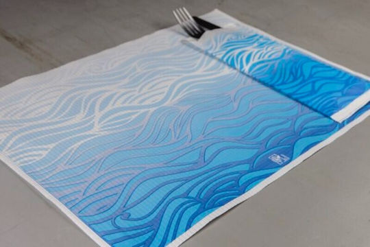 PaperQ Paper Plain Wave Smile Slim Line Utensil Case 2-Ply Light Blue 25x8.5cm 100pcs 5pcs