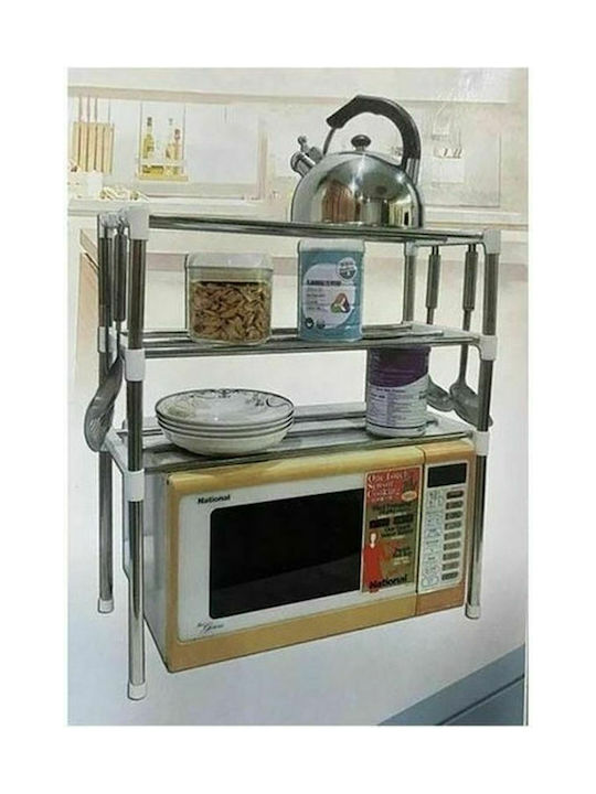 Factory Βάση για Φούρνο Μικροκυμάτων Μεταλλική 60x25x65εκ. Ασημί