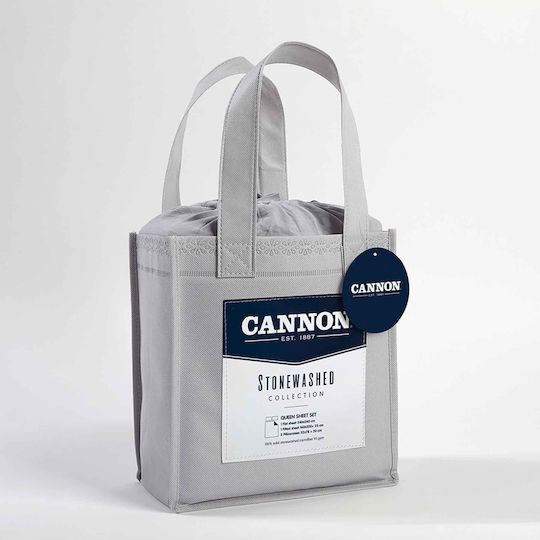 Cannon Сет Чаршафи с Ластик 160x200+35см. Stonewashed Light Gray 4бр