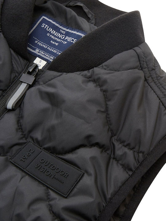 Waterproof Kids Quilted Sleeveless Short Windproof Black Jacket