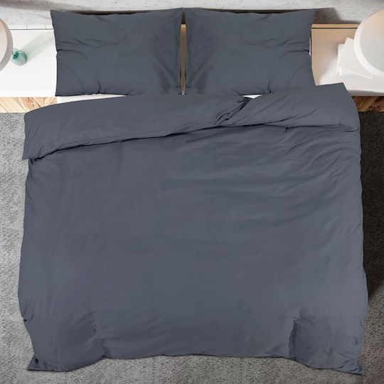vidaXL Σετ Παπλωματοθήκη 140x200cm Μονή με Μαξιλαροθήκη Γκρι