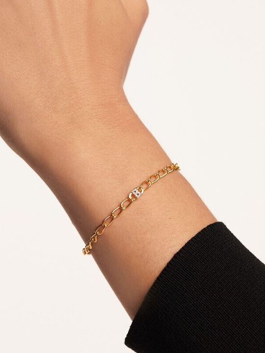 P D Paola Bracelet Chain made of Silver Gold Plated with Zircon