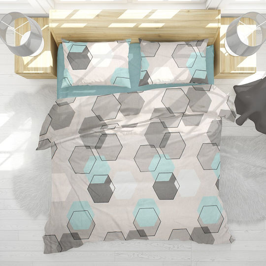 Dimcol Пухено Куинсайз 220x240бр Hexagon 395 Grey 300 г/м²Gsm