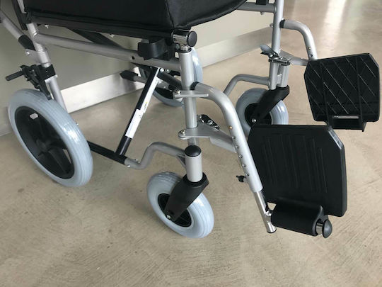 Wheel Economy Transit Αναπηρικό Αμαξίδιο 12" Πτυσσόμενο Απλού Τύπου 46cm Μαύρο / Ασημί
