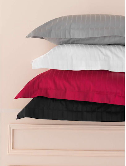 Palamaiki Sateen Riga Σετ Μαξιλαροθήκες Oxford Bordeaux 52x75εκ.