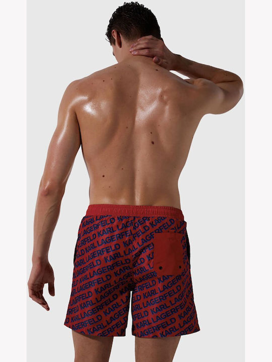 Karl Lagerfeld Herren Badebekleidung Shorts Rot mit Mustern