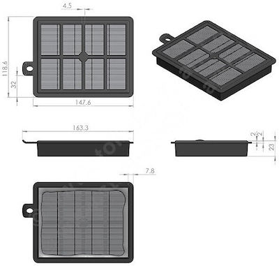 FPH24 12.FPH24 Filters Hepa Electric Vacuum Compatible with Philips / AEG / Electrolux