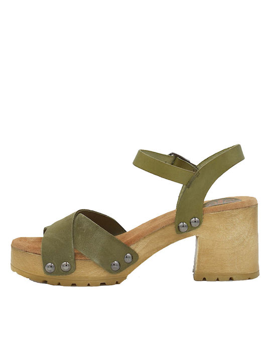 Damensandalen Porronet FI2881 Leder Nubuk Kaki