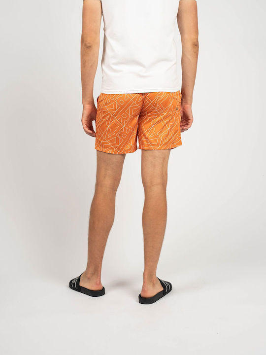 Karl Lagerfeld Herren Badehose Orange Drucken