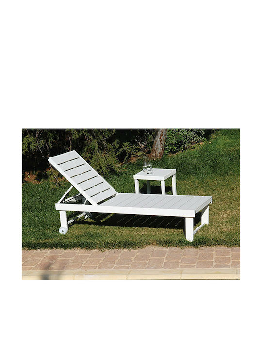 Șezlong Aluminiu Alb 196x63x38cm Șezlong Aluminiu Alb 196x63x38cm