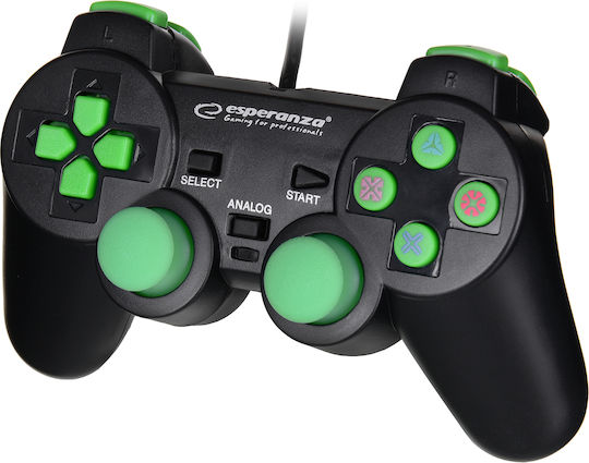 Esperanza Trooper Wired Gamepad for PC / PS3 Black/Green