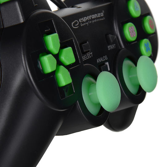 Esperanza Trooper Wired Gamepad for PC / PS3 Black/Green