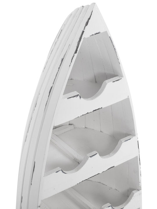 HomeMarkt Freistehend Flaschenhalter Hölzernes für 10 Flaschen Weiß 38.5x31x100εκ.