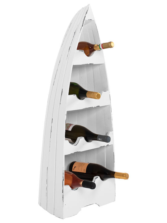 HomeMarkt Freistehend Flaschenhalter Hölzernes für 10 Flaschen Weiß 38.5x31x100εκ.