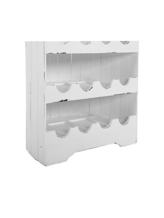 HomeMarkt Freistehend Flaschenhalter Hölzernes für 25 Flaschen Weiß 56x42x200εκ.