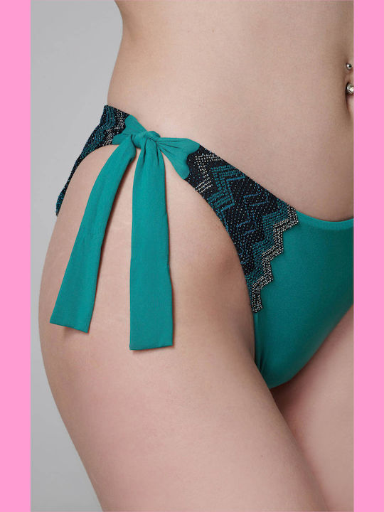 Bikini Slip Cu Dantelă Verde
