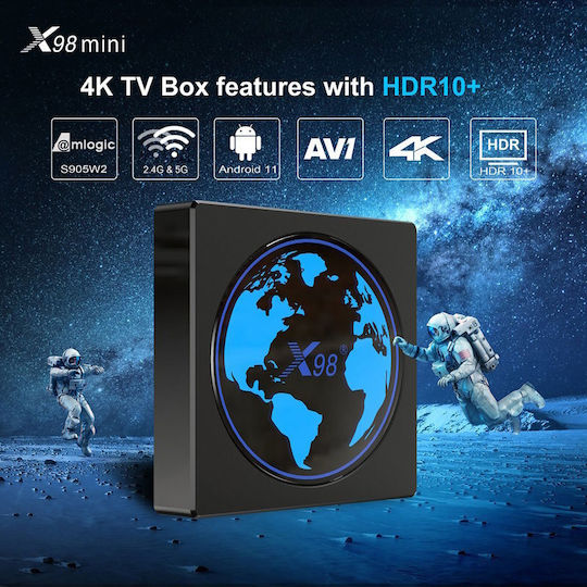 TV Box X98 Mini 4K UHD με WiFi USB 2.0 4GB RAM και 32GB Αποθηκευτικό Χώρο με Λειτουργικό Android 11.0