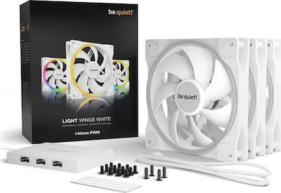 Be Quiet Light Wings 140mm 4-Pin PWM White Lighting Case Fan White 3-pack