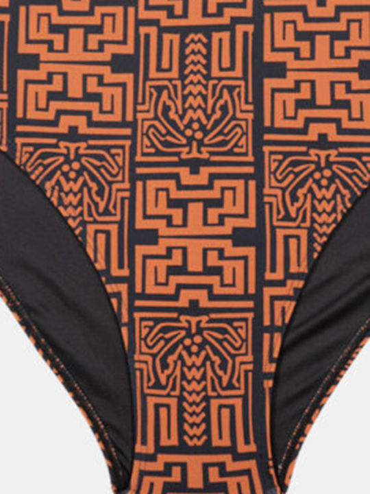 Bikini Inferioare Plus Size Totem Print Slip Maro