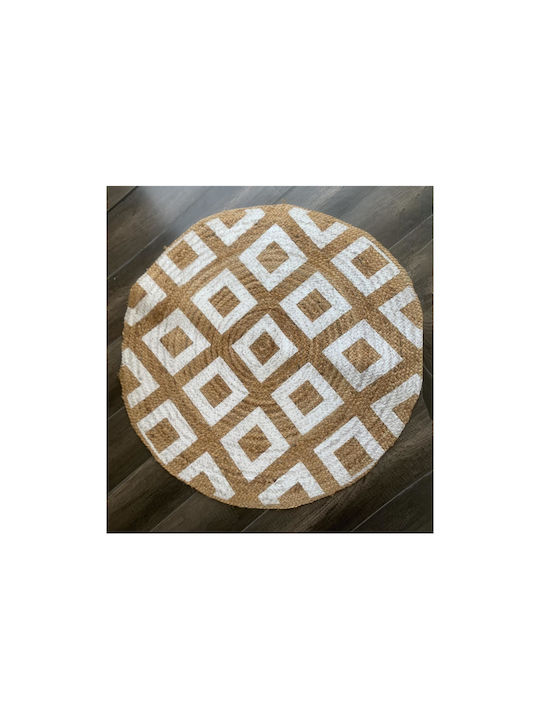 Atmosphera Rug Round Summer from Jute Beige / White