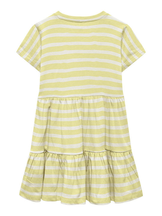 Only Kids Dress Striped Short Sleeve Yellow