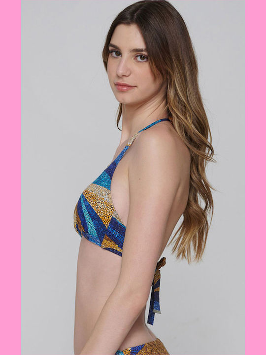 Padded Underwire Triangle Bikini Top Blue