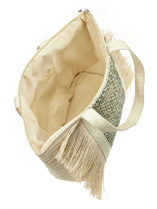 Verde 14-182 Stroh Strandtasche Grün