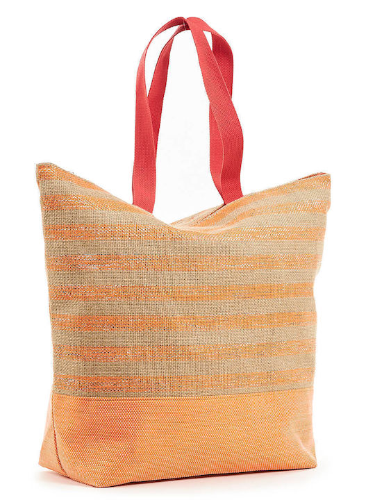 Verde Stroh Strandtasche Orange