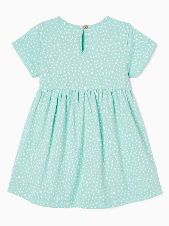 Zippy Rochie pentru Copii Polka Dot Mâneci scurte Verde