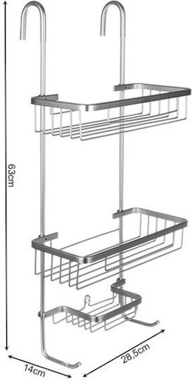 Malatec 000 An der Wand montiert Badezimmerregal Metallisch mit 3 Regalböden 28.5x14x63cm Silber