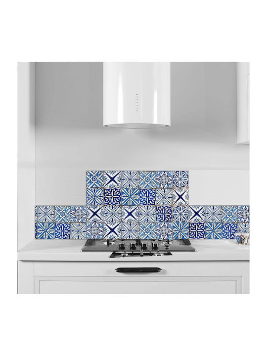 3D Πάνελ Τοίχου με Κόλλα Blue Azulejos Μπλε 72x48εκ.