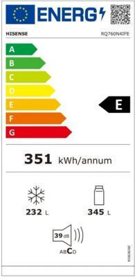 Hisense Ψυγείο Ντουλάπα 577lt NoFrost Υ178.5xΠ91.2xΒ72.5εκ. Μαύρο RQ760N4IFE