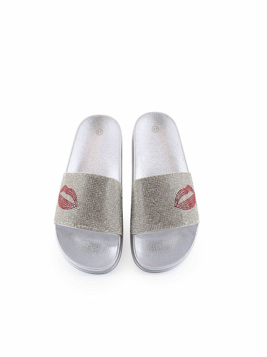 Love4shoes 2288-0183 Women's Slides Silver 2288-0183-000021