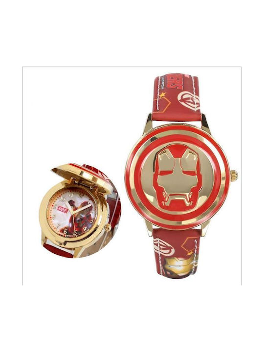 Kids Analog Watch with Leather Strap Red