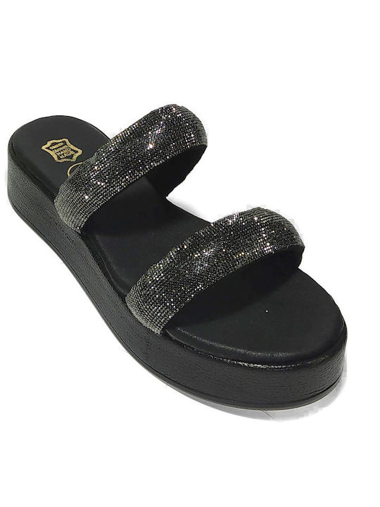 GKapetanis Women's Flat Sandals in Black Color