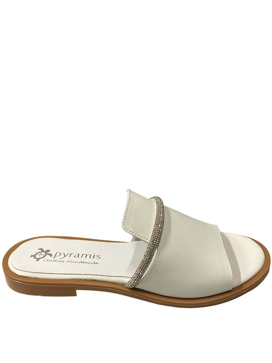 PYRAMIS 23131/2108 WHITE LEATHER MULE FLAT