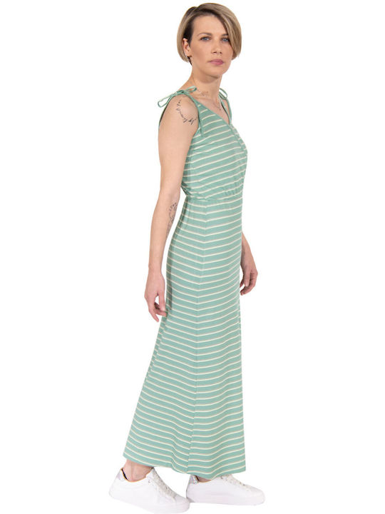 ICHI 'SAMARA' MAXI STRIPED DRESS FOR WOMEN 201116370-40613 (40613/MALACHITE GREEN)