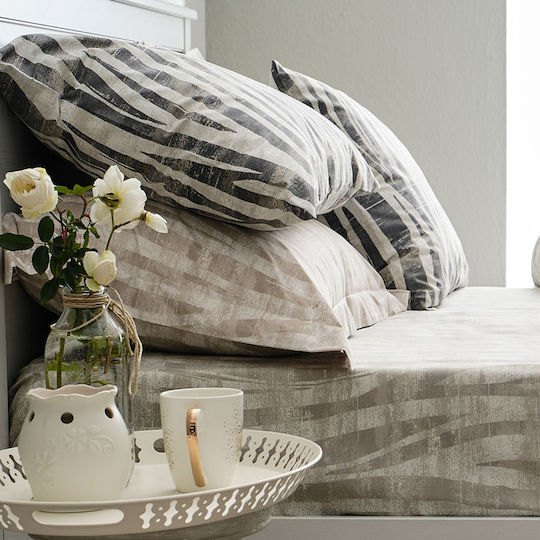 Charalambidis Textiles Safari Pillowcase Set with Envelope Cover Gray 52x72cm.