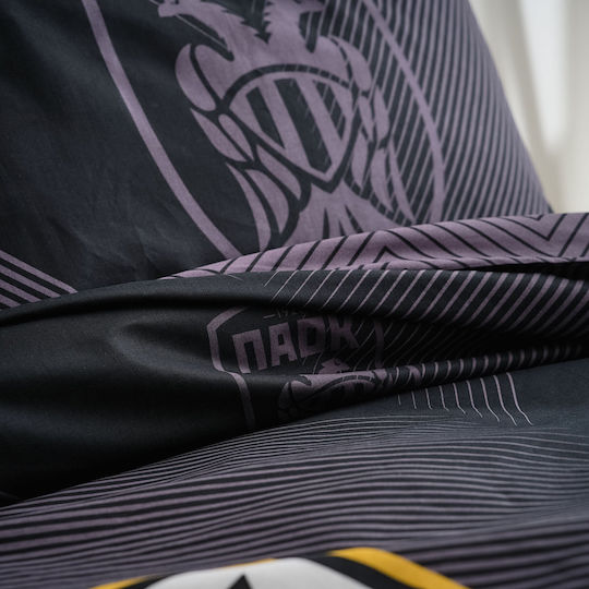 Vesta Home Σετ Σεντόνια Υπέρδιπλα Βαμβακερά Paok Μαύρο 240x260cm 4τμχ