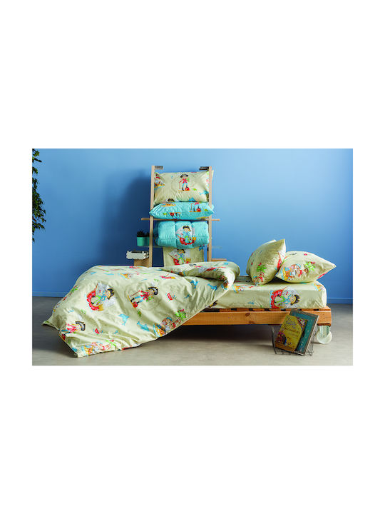 Charalambidis Textiles Sheet Set Single from Cotton & Polyester Beige 160x260cm 3pcs