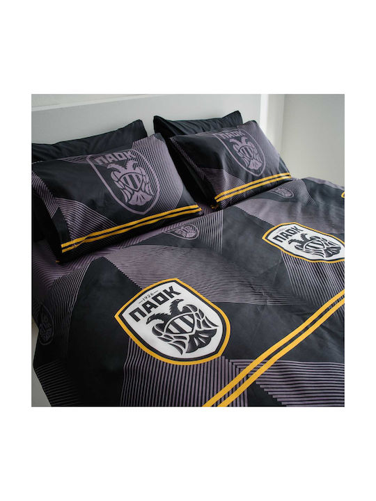 Vesta Home Bettwäsche-Set Übergröße Baumwolle Paok Schwarz 240x260cm 4Stück
