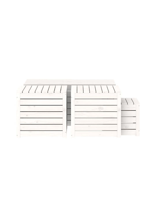 vidaXL Cutie de depozitare pentru exterior Lemn Alb L101xW50.5xH46.5buc