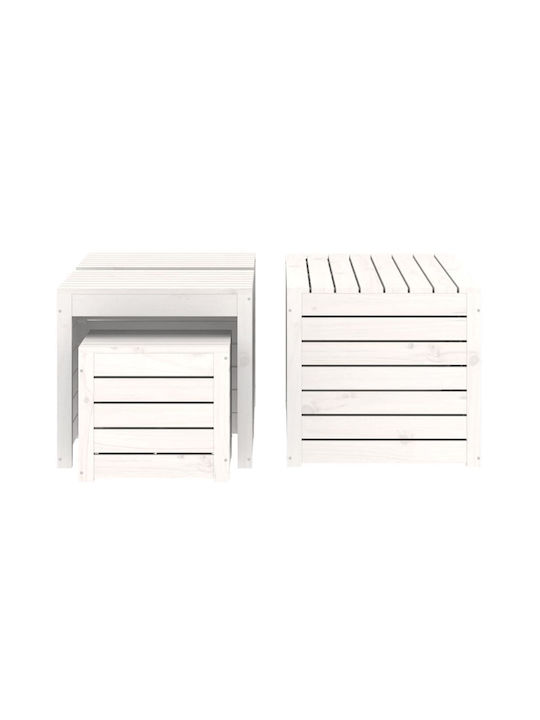 vidaXL Cutie de depozitare pentru exterior Lemn Alb L101xW50.5xH46.5buc