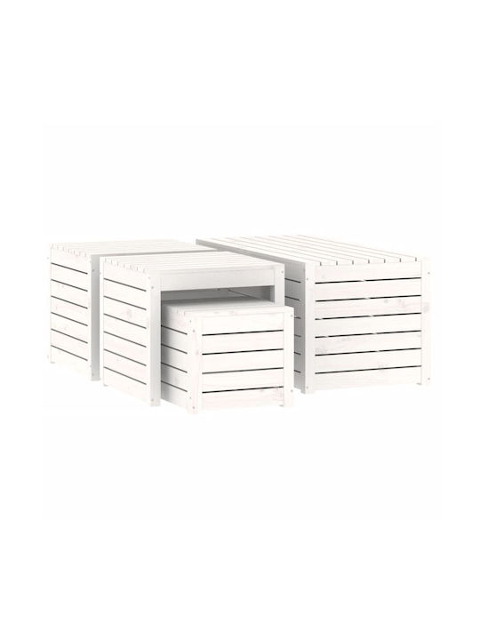 vidaXL Cutie de depozitare pentru exterior Lemn Alb L101xW50.5xH46.5buc