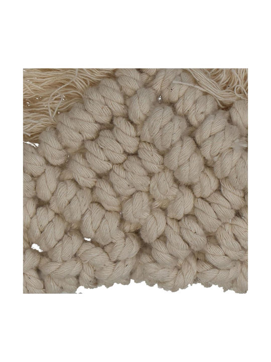 ArteLibre Wall Mirror with Beige Fabric Frame Diameter 35cm 1pcs