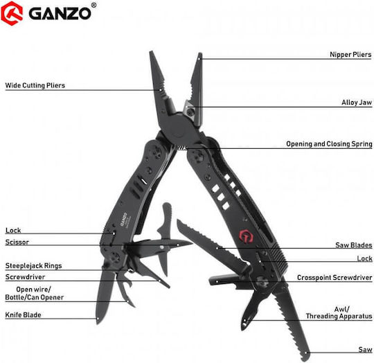 Ganzo Multitool Black with Sheath
