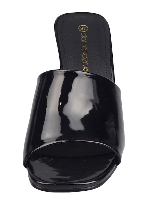 AG7961 22105 LS Mules from Patent Leather with Chunky High Heel in Black Color