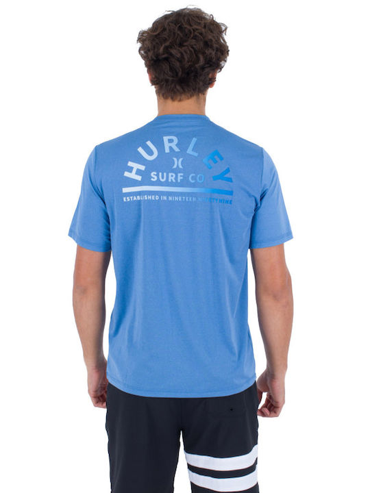 Hurley Everyday Αθλητικό Ανδρικό T-shirt Γαλάζιο με Στάμπα