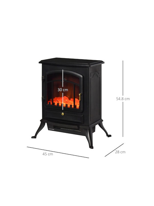 HomCom Επιδαπέδιο Ηλεκτρικό Τζάκι 1000W 45x54.8cm Μαύρο